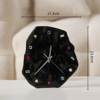 Crystal geometric black & white wall clock living room decor