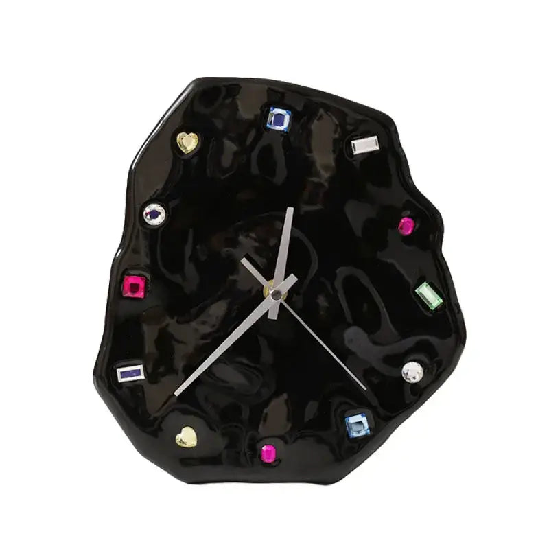 Crystal geometric black & white wall clock living room decor
