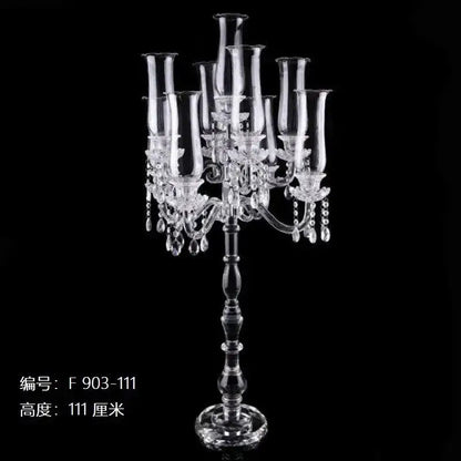 Crystal glass candle holders with teardrop accents for dining room