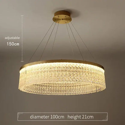 Crystal glass gold pendant chandelier dining room cascading light