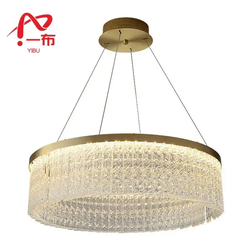 Crystal glass gold pendant chandelier dining room cascading light