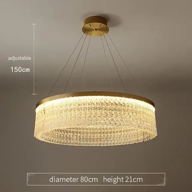 Crystal glass gold pendant chandelier dining room cascading light