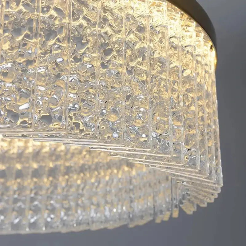 Crystal glass gold pendant chandelier dining room cascading light
