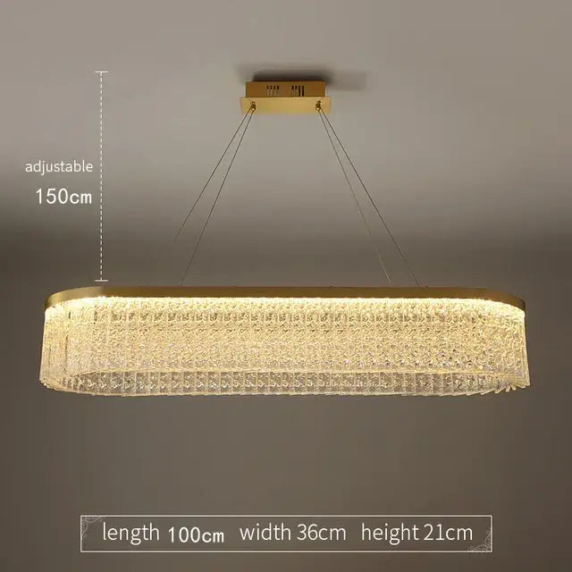 Crystal glass gold pendant chandelier dining room cascading light