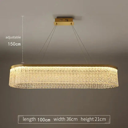 Crystal glass gold pendant chandelier dining room cascading light