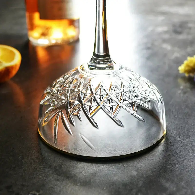Crystal gold rim coupe glass dining room cut pattern cocktail goblet