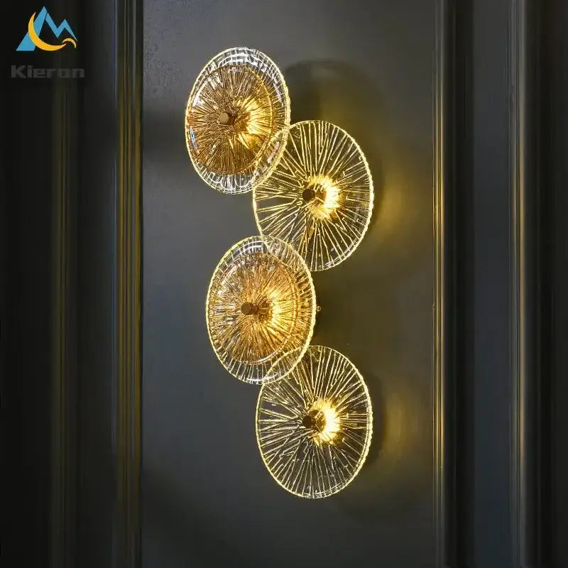 Crystal led wall lamps golden glass sconce living room decor