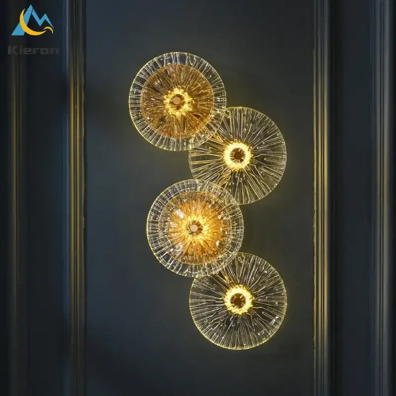 Crystal led wall lamps golden glass sconce living room decor
