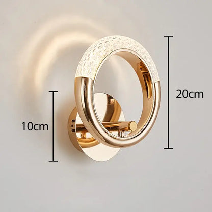 Crystal nordic wall sconce gold ring bedroom light