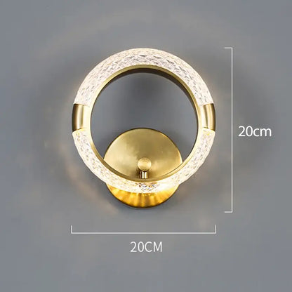 Crystal nordic wall sconce gold ring bedroom light