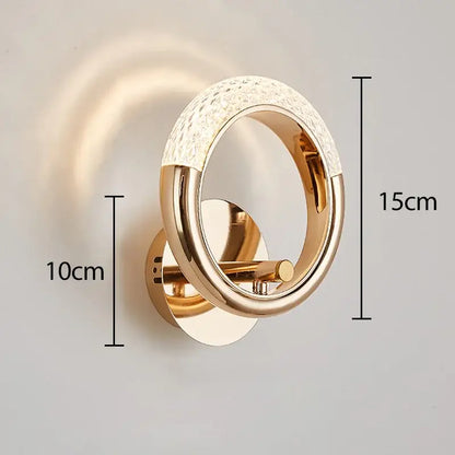 Crystal nordic wall sconce gold ring bedroom light