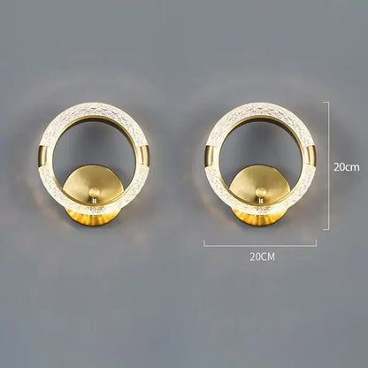 Crystal nordic wall sconce gold ring bedroom light
