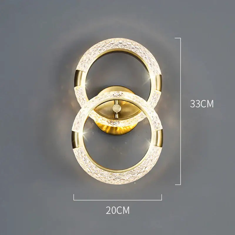 Crystal nordic wall sconce gold ring bedroom light