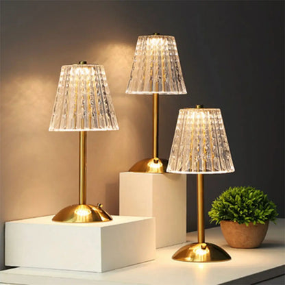 DecorBites™ Crystal retro table lamp  bedroom bedside lamp luxurious atmosphere lamp rechargeable dimming LED light