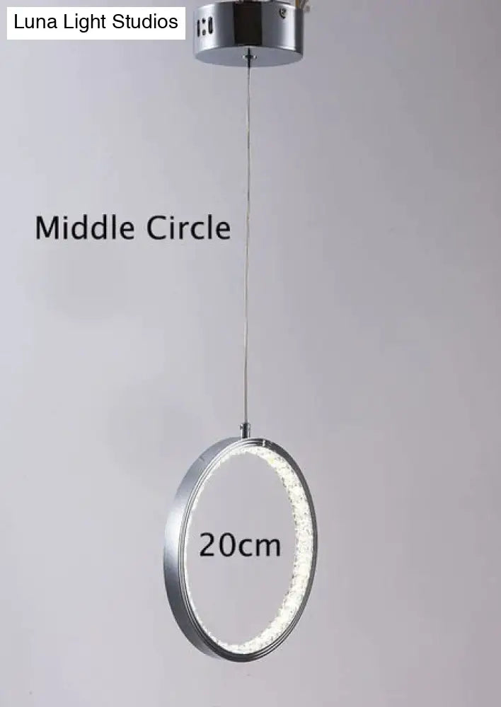 DecorBites™ Crystal Rings LED Pendant Light Fixture For Indoor Lamp Lamparas De Techo Surface Mounting Pendant Lamp For Bedroom Dining Room