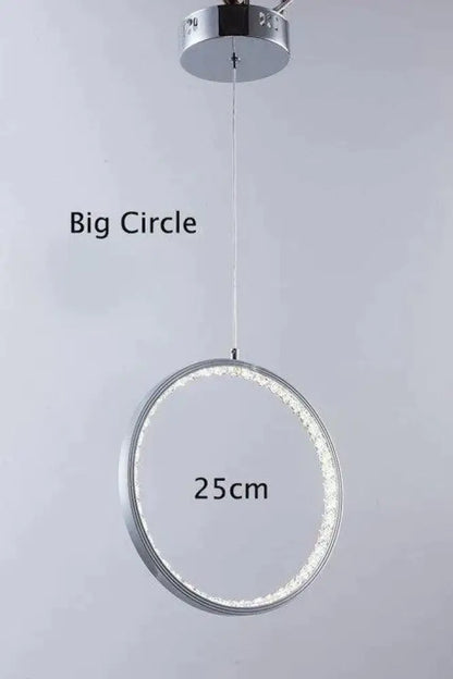 DecorBites™ Crystal Rings LED Pendant Light Fixture For Indoor Lamp Lamparas De Techo Surface Mounting Pendant Lamp For Bedroom Dining Room