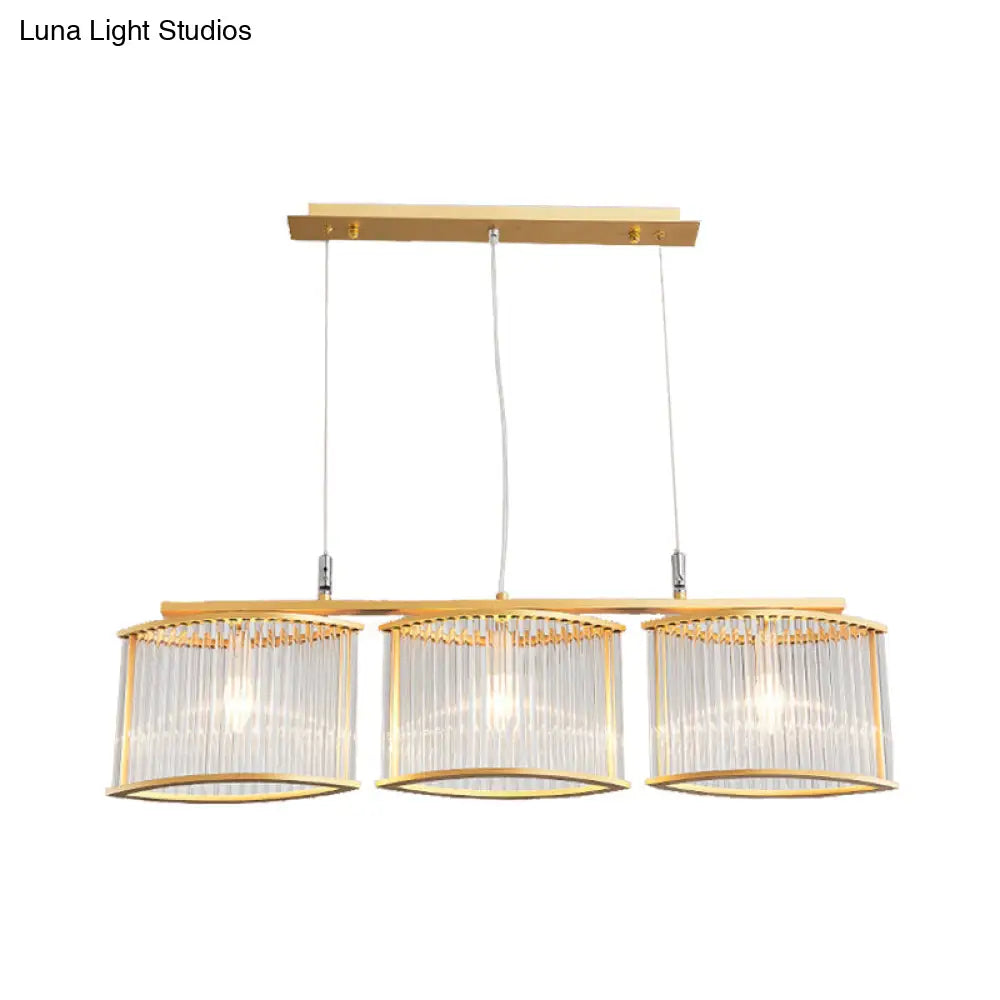DecorBites™ Crystal Rod Island Light - Postmodern Gold Oval Pendant for Dining Room