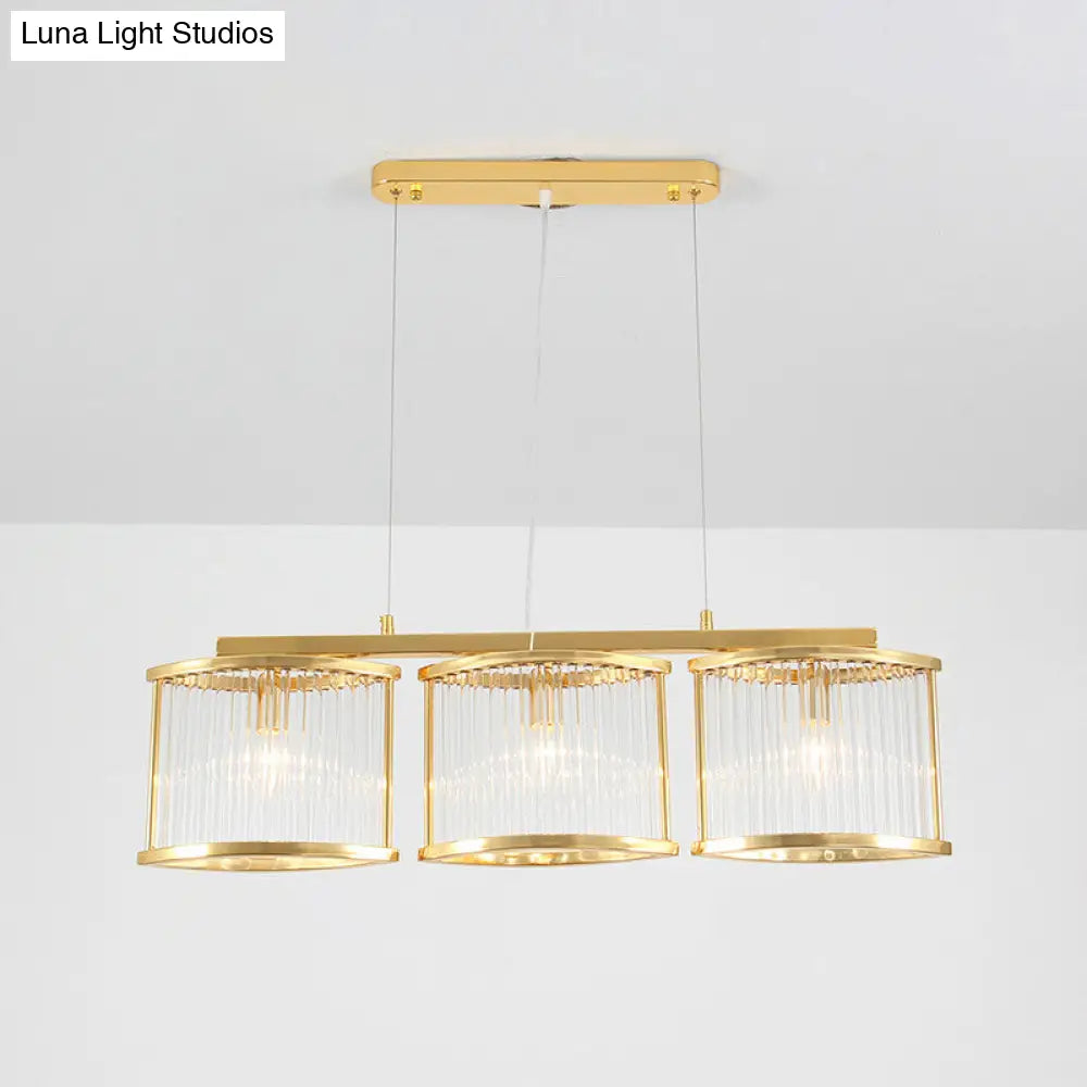 DecorBites™ Crystal Rod Island Light - Postmodern Gold Oval Pendant for Dining Room