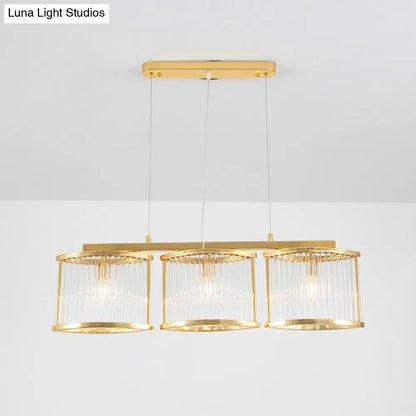 DecorBites™ Crystal Rod Island Light - Postmodern Gold Oval Pendant for Dining Room