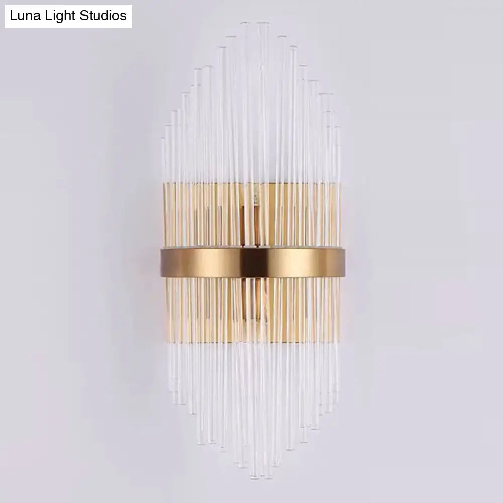 DecorBites™ Crystal Rod Wall Sconce in Gold - Elegant Dual Bulb Lighting for Living Room Walls