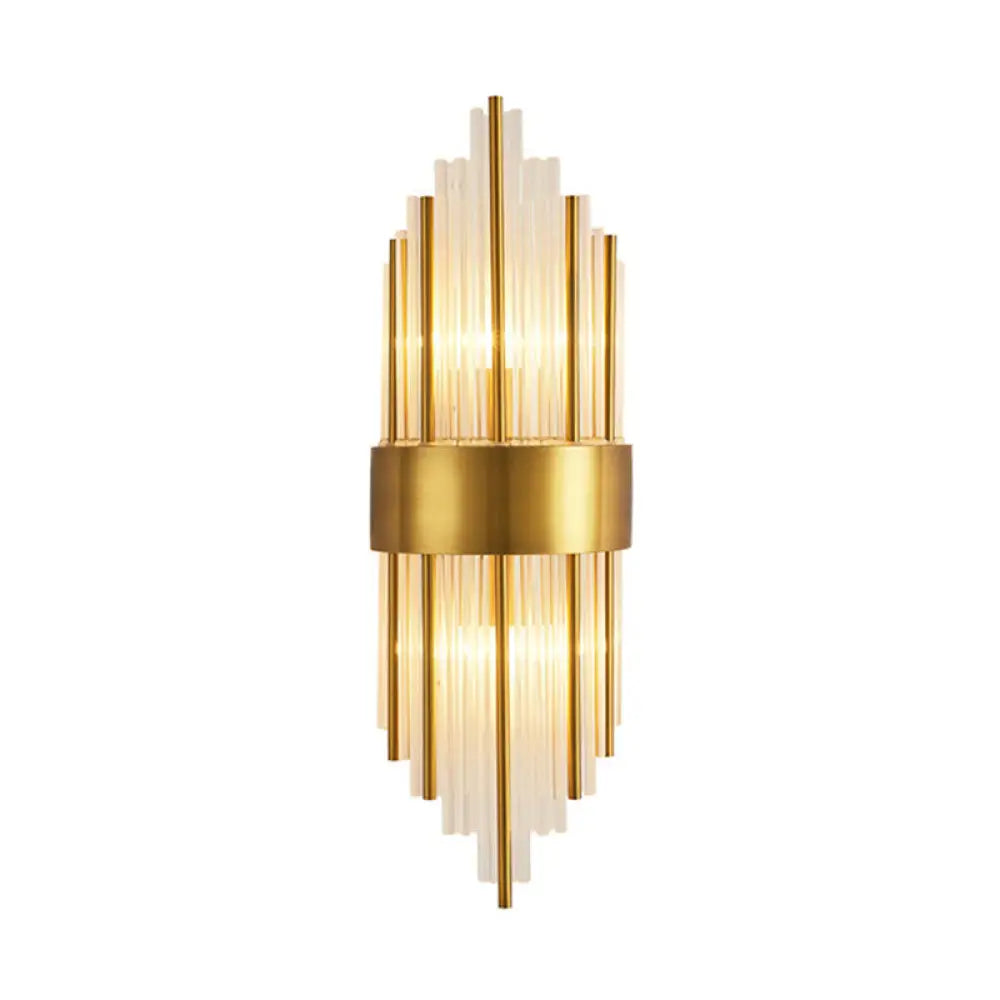 DecorBites™ Crystal Rod Wall Sconce in Gold - Elegant Dual Bulb Lighting for Living Room Walls