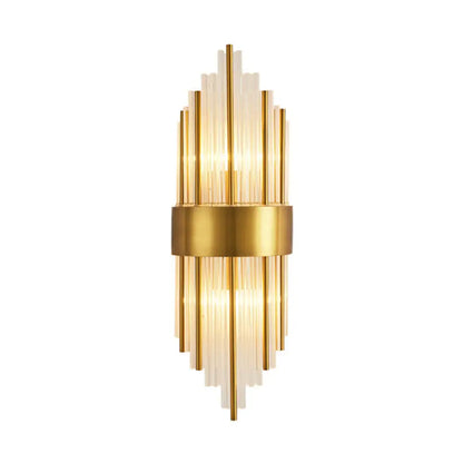 DecorBites™ Crystal Rod Wall Sconce in Gold - Elegant Dual Bulb Lighting for Living Room Walls