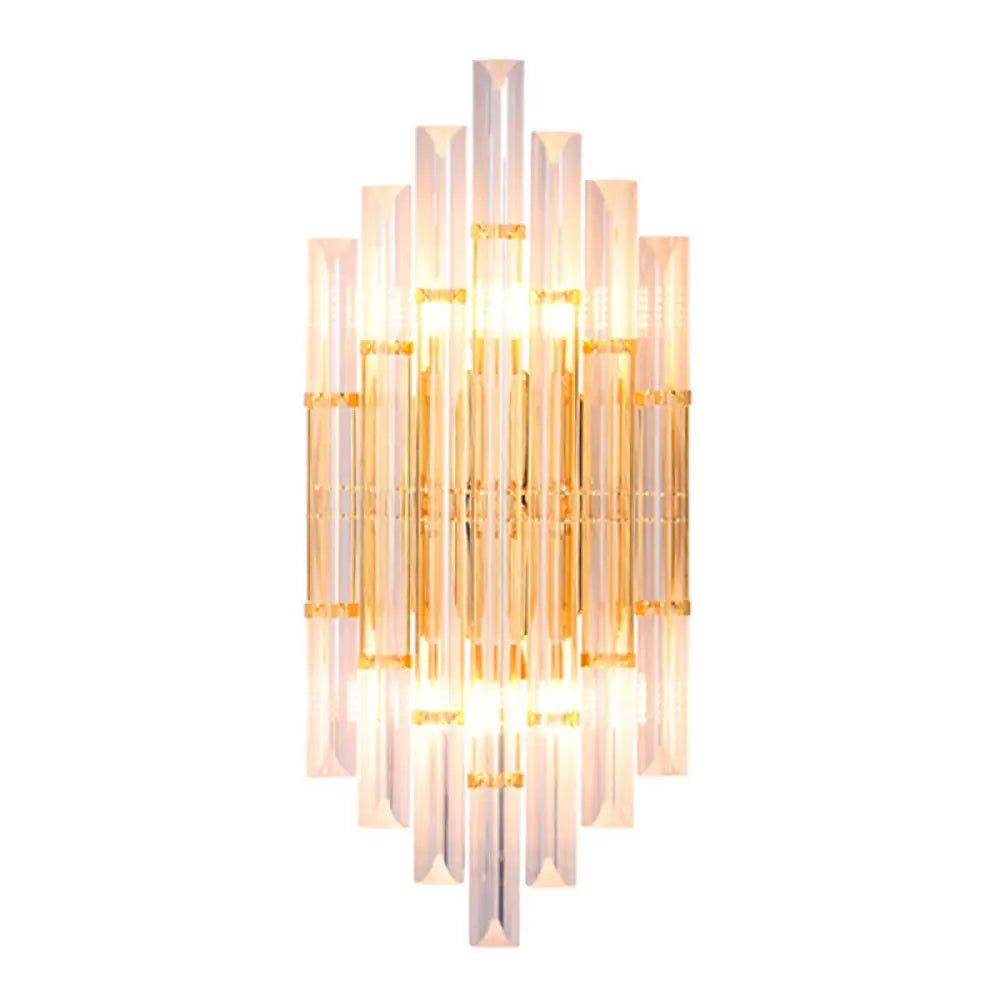 DecorBites™ Crystal Rod Wall Sconce in Gold - Elegant Dual Bulb Lighting for Living Room Walls