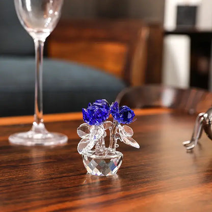 Crystal rose flower dreams glass paperweight bouquet bedroom decor