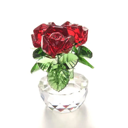 Crystal rose flower dreams glass paperweight bouquet bedroom decor