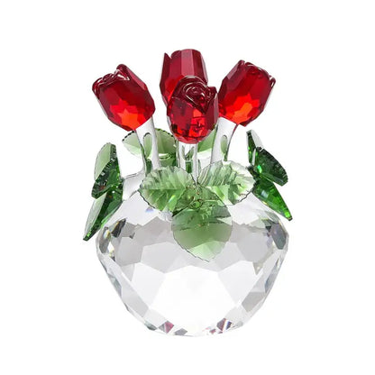 Crystal rose flower dreams glass paperweight bouquet bedroom decor