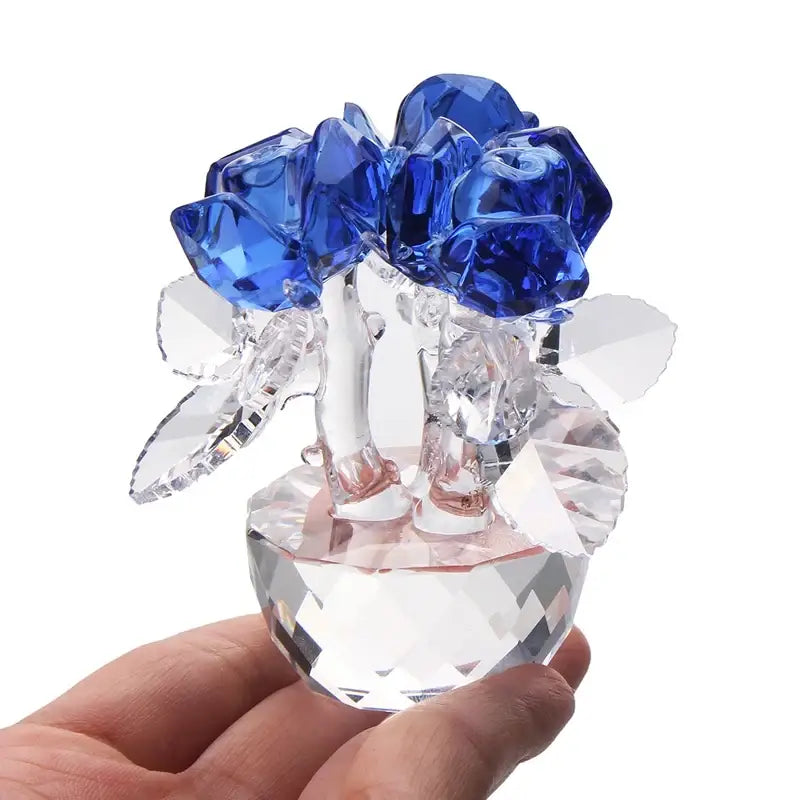 Crystal rose flower dreams glass paperweight bouquet bedroom decor