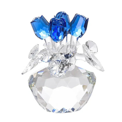 Crystal rose flower dreams glass paperweight bouquet bedroom decor