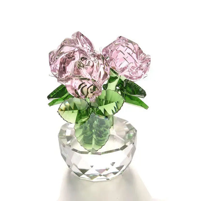 Crystal rose flower dreams glass paperweight bouquet bedroom decor