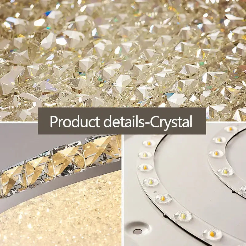 Crystal round ceiling lamp with frosted glass for living room