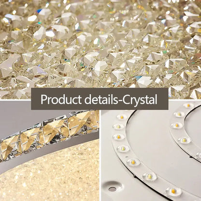 Crystal round ceiling lamp with frosted glass for living room