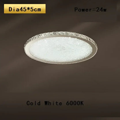 Crystal round ceiling lamp with frosted glass for living room