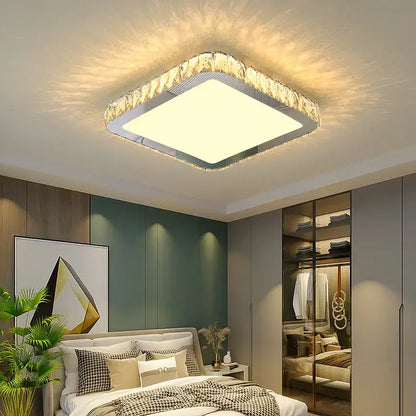 Crystal round ceiling lamp with frosted glass for living room