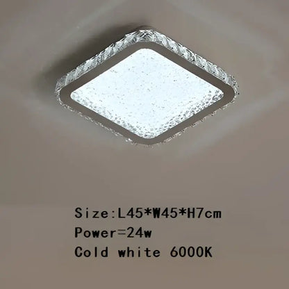 Crystal round ceiling lamp with frosted glass for living room