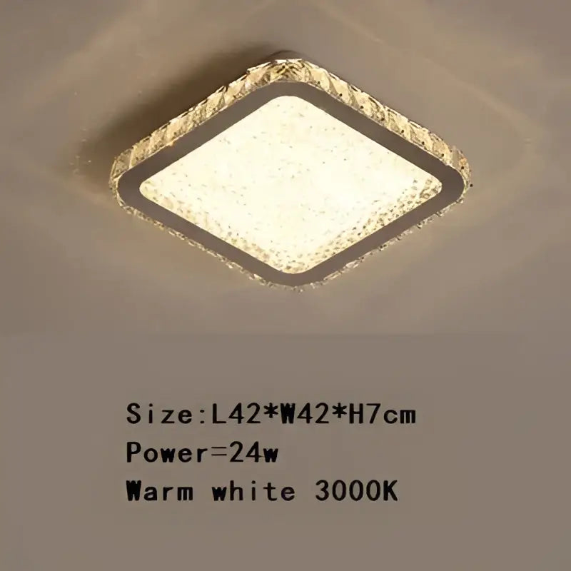 Crystal round ceiling lamp with frosted glass for living room