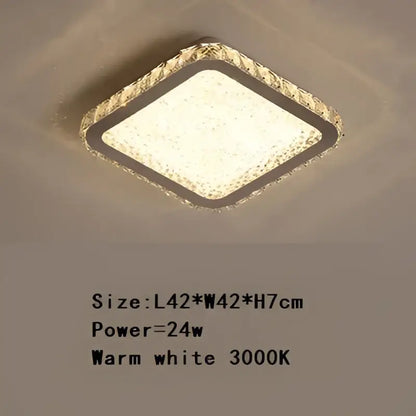 Crystal round ceiling lamp with frosted glass for living room