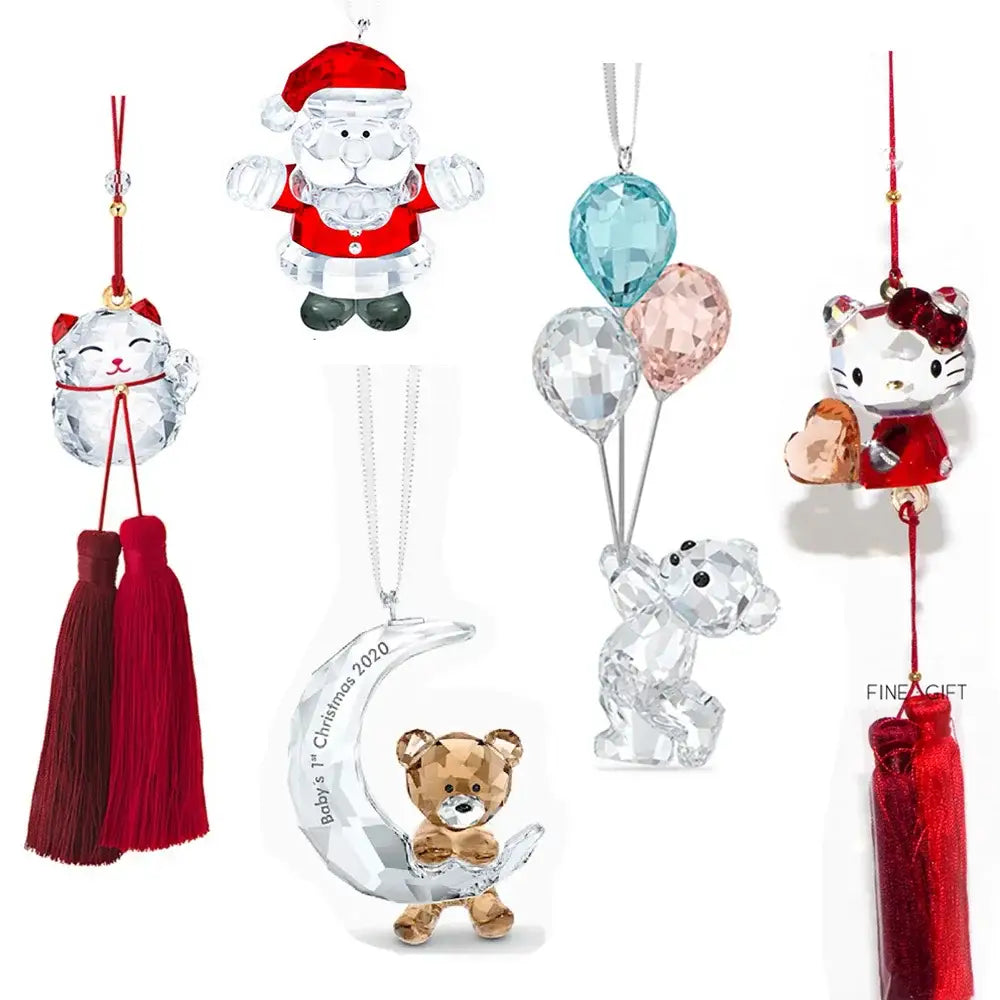 Crystal santa claus hanging ornament living room home decor