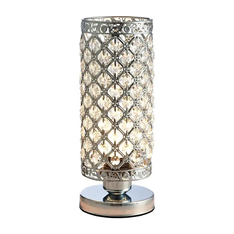 Crystal touch bedside lamp chrome lattice crystal bedroom light