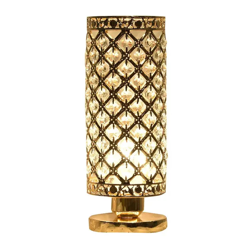 Crystal touch bedside lamp chrome lattice crystal bedroom light