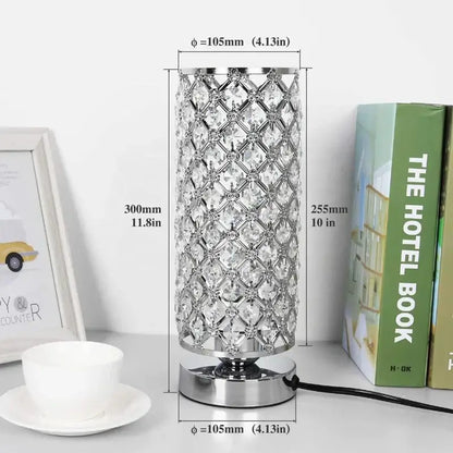 Crystal touch bedside lamp chrome lattice crystal bedroom light