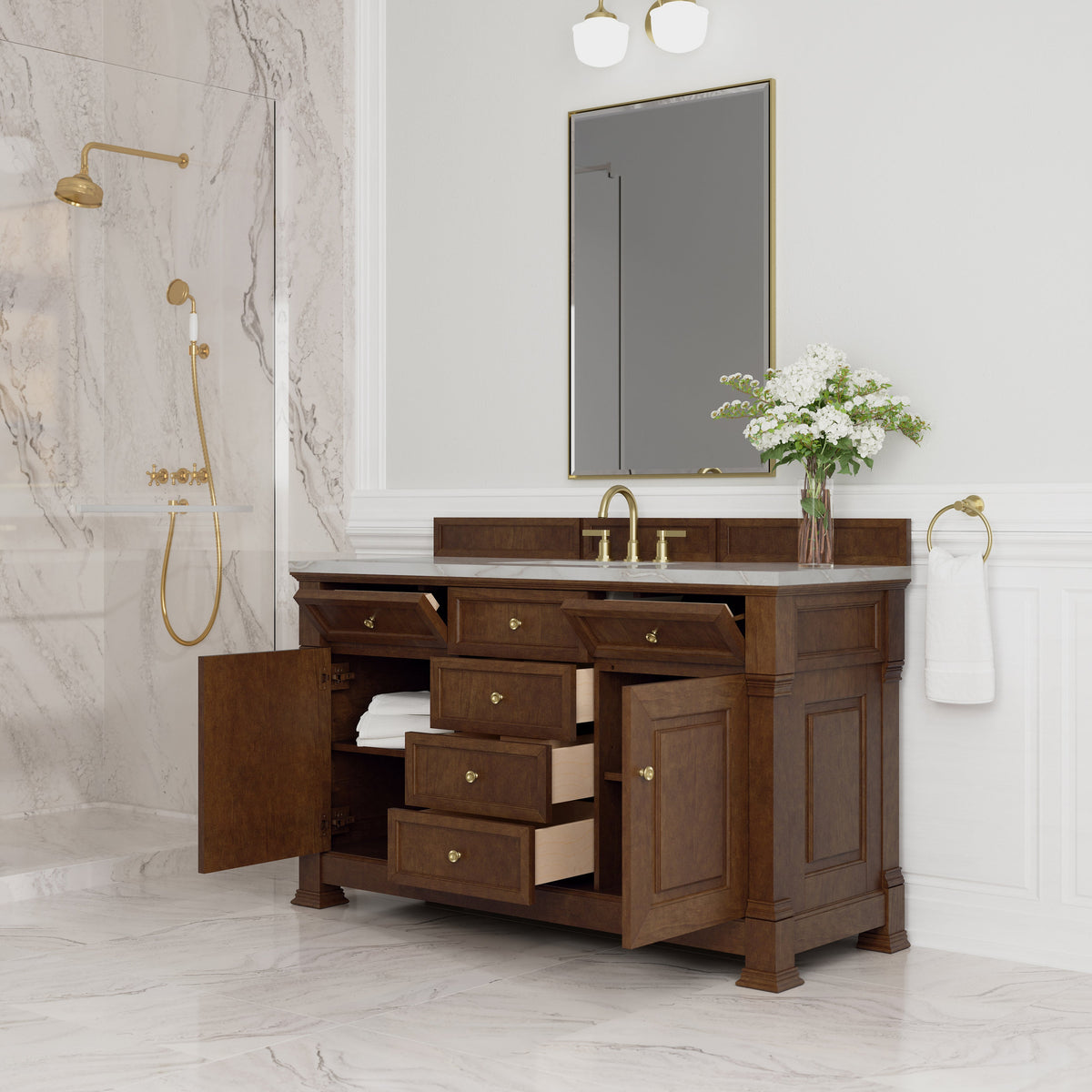 James Martin Brookfield 60" Single Bathroom Vanity, Honey Oak