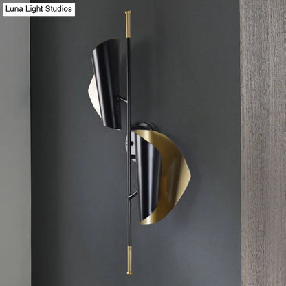 DecorBites™ Curve Metal Sheet Sconce Light - Postmodern 2-Light Black Wall Mount for Stairway
