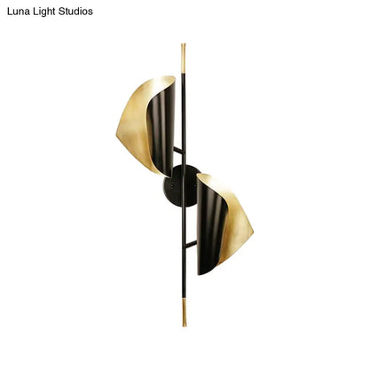 DecorBites™ Curve Metal Sheet Sconce Light - Postmodern 2-Light Black Wall Mount for Stairway