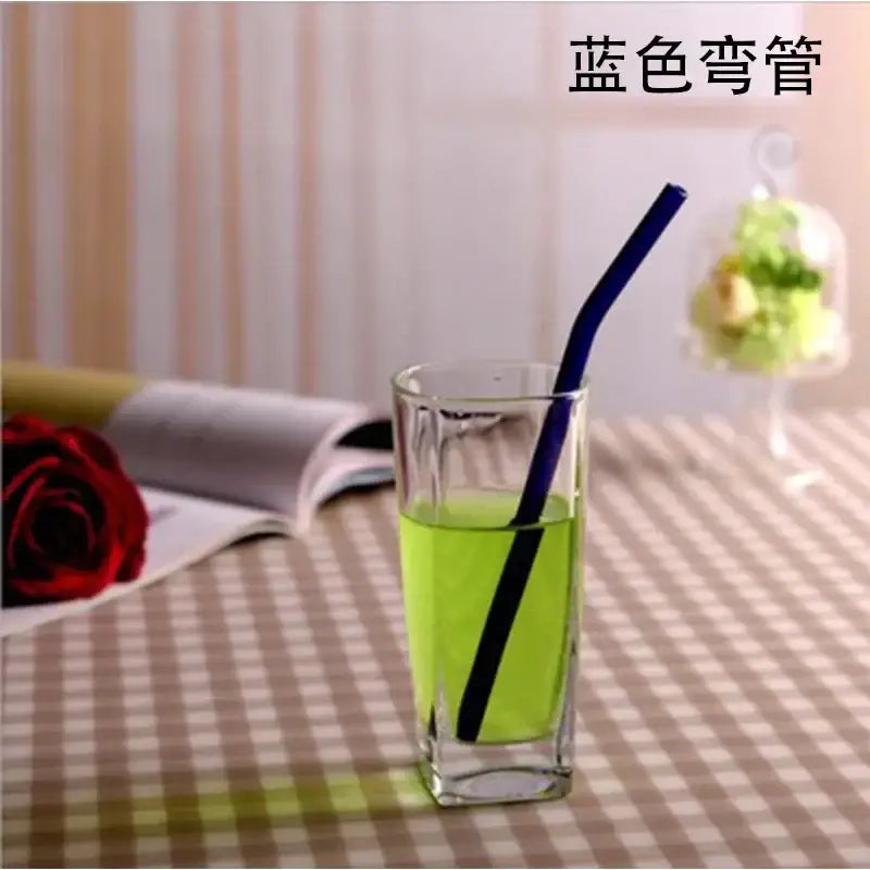 Curved amber glass drinking straw kitchen accessory