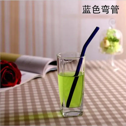 Curved amber glass drinking straw kitchen accessory