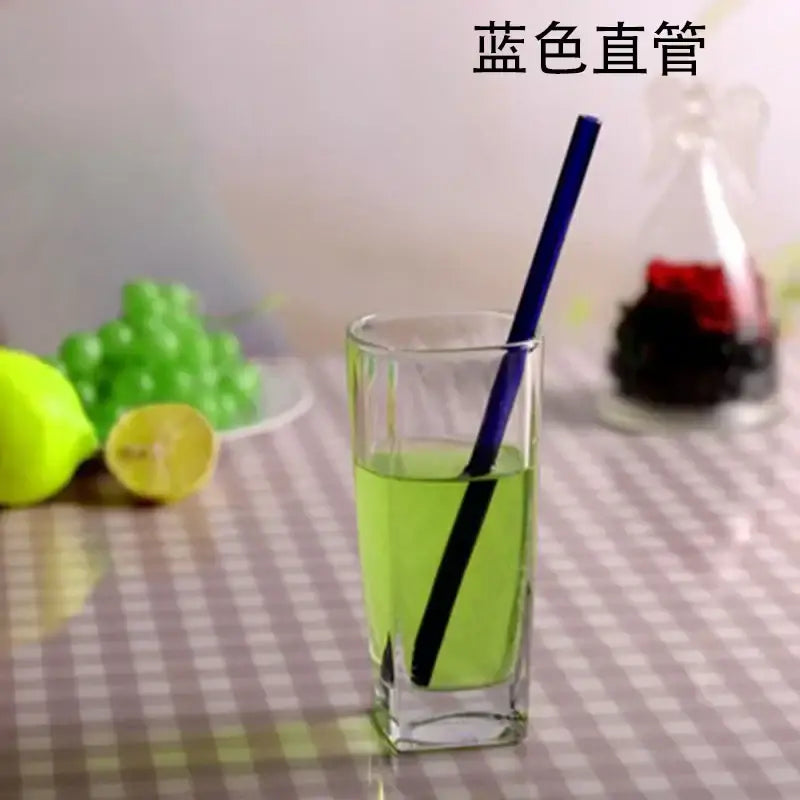 Curved amber glass drinking straw kitchen accessory